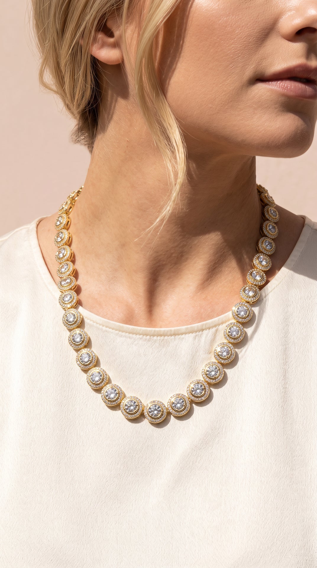Gold Plated Brilliant Cut Crystal Collar Necklace