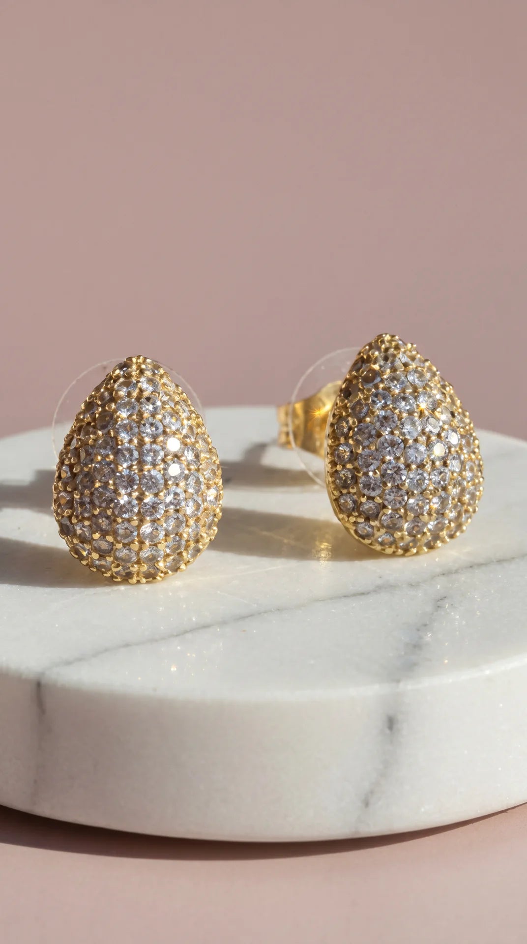 Tear Drop Crystal Pavé Stud Earrings