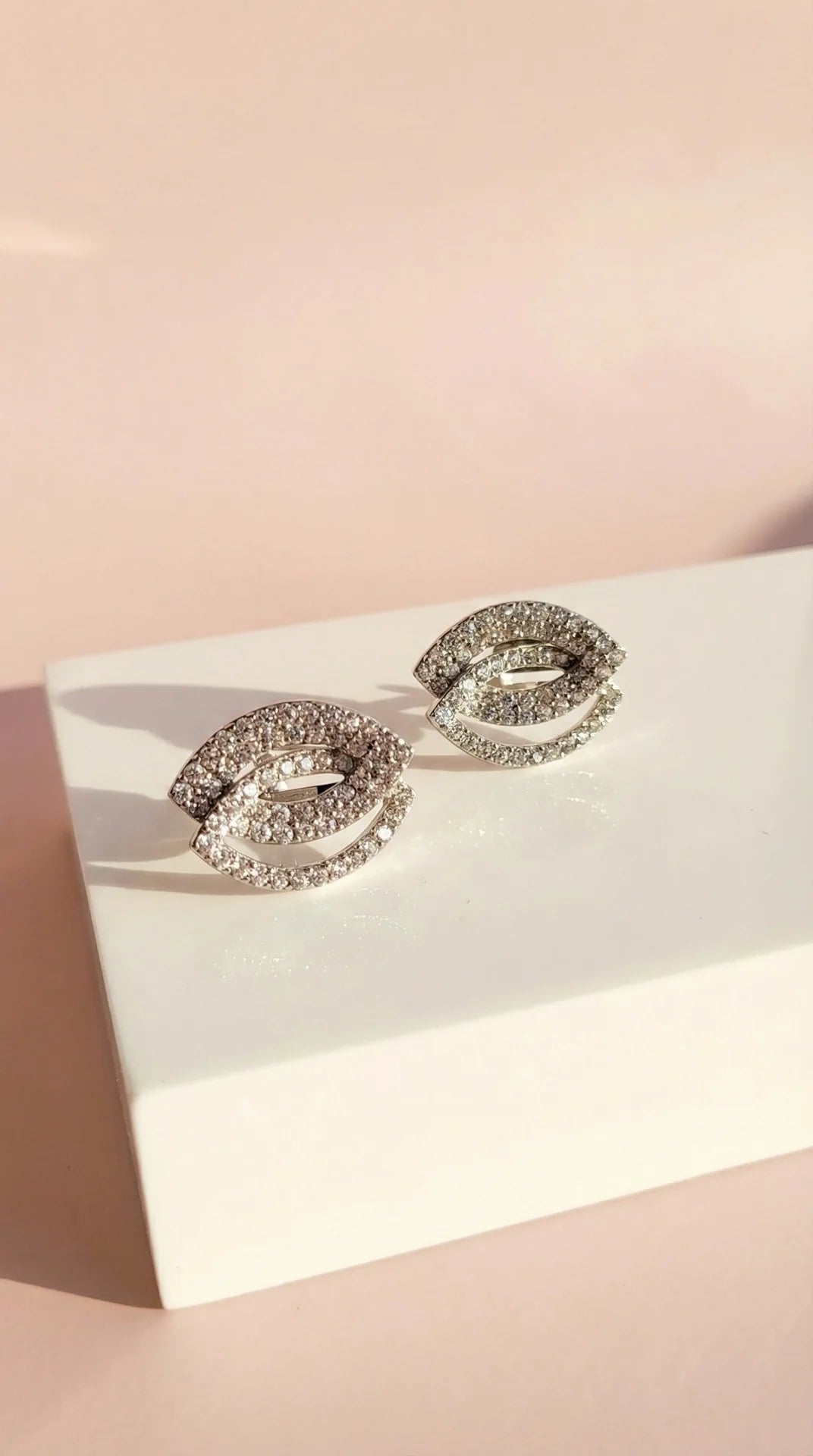 Layered Oval Crystal Non Pierced Clip On Earrings