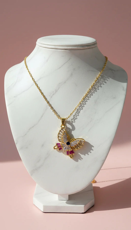 Butterfly Crystal Pendant Necklace