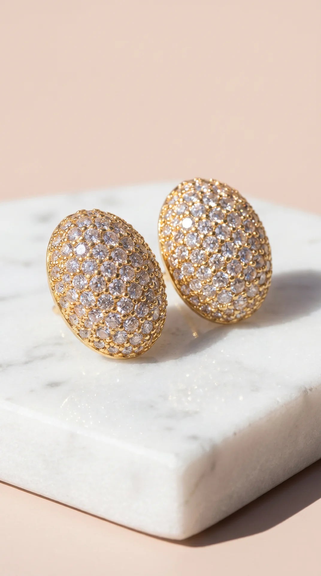 Curved Pavé Crystal Stud Earrings