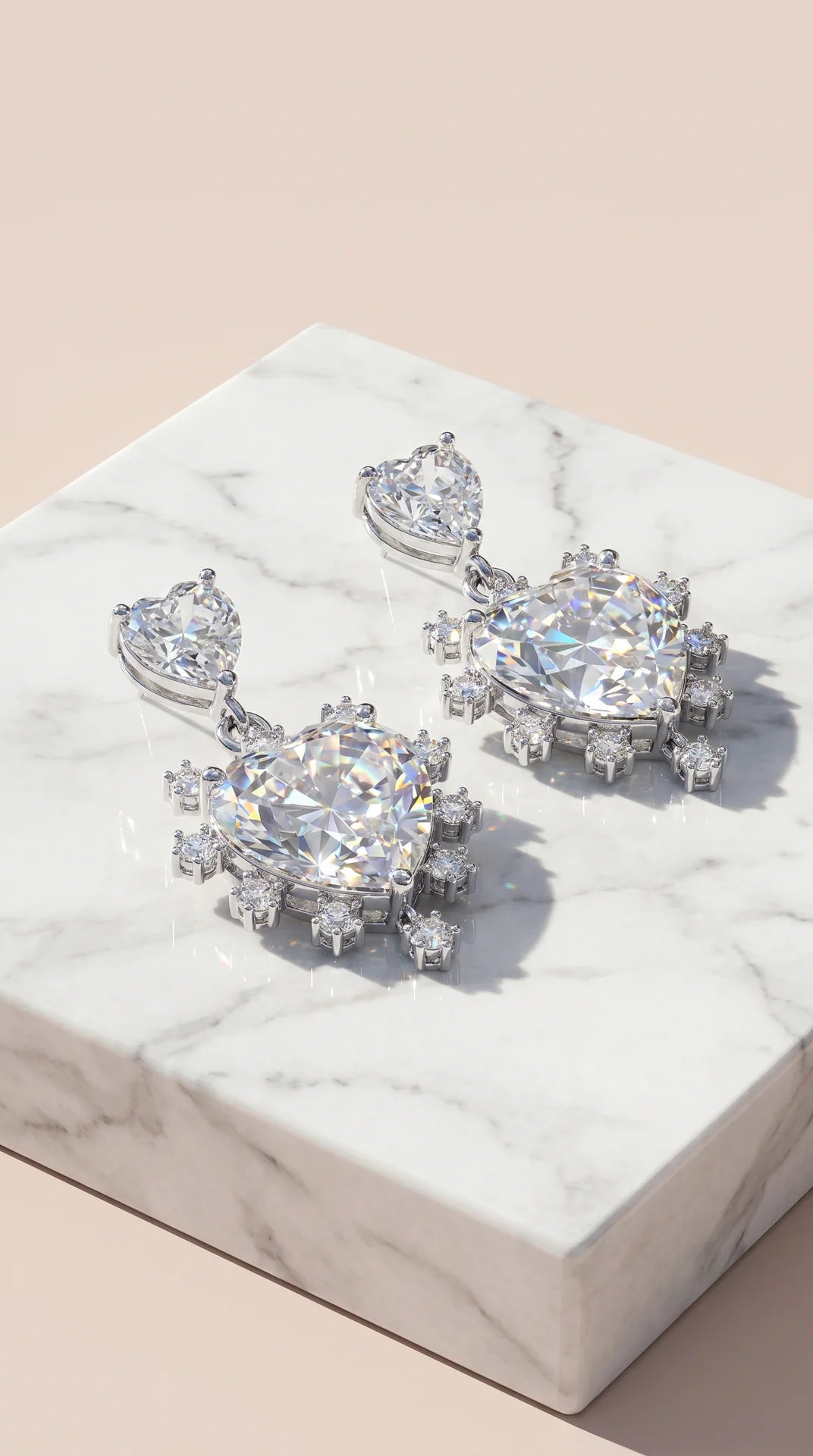 Heart Shaped Crystal Drop & Dangle Earrings