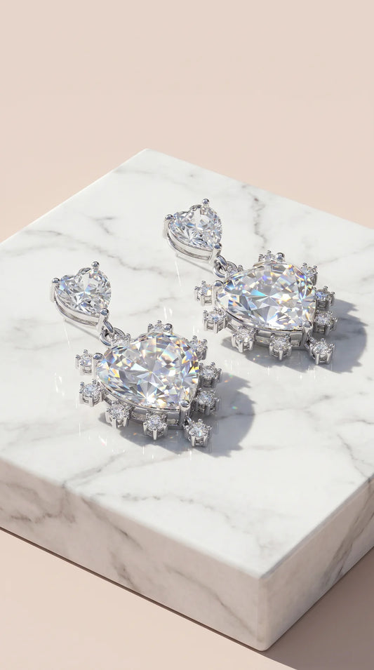 Heart Shaped Crystal Drop & Dangle Earrings