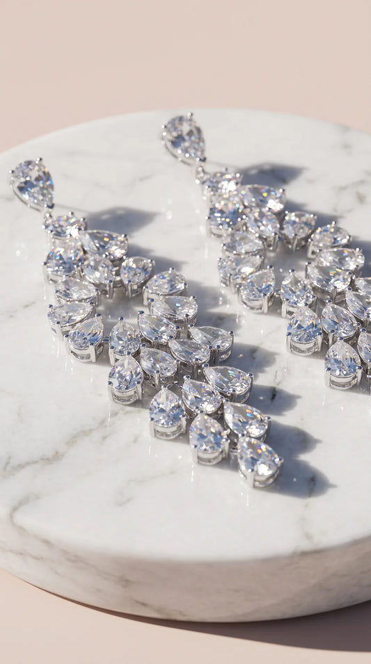 Pear Cut Crystal Drop & Dangle Statement Earrings