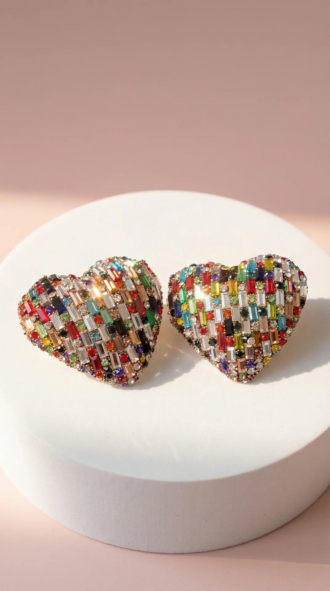 Elixir Collection Maxi Curved Heart Crystal Stud Earrings