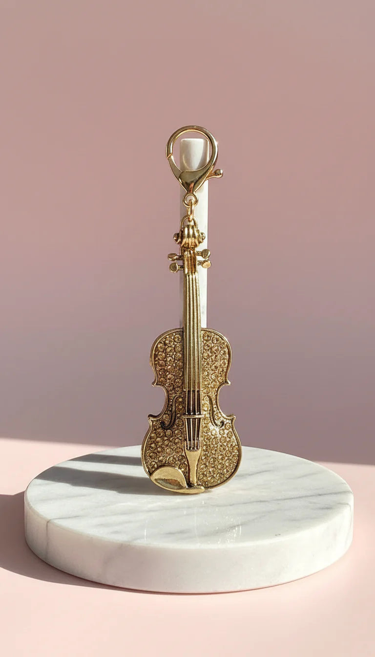 Violin Crystal Key Ring & Bag Charm