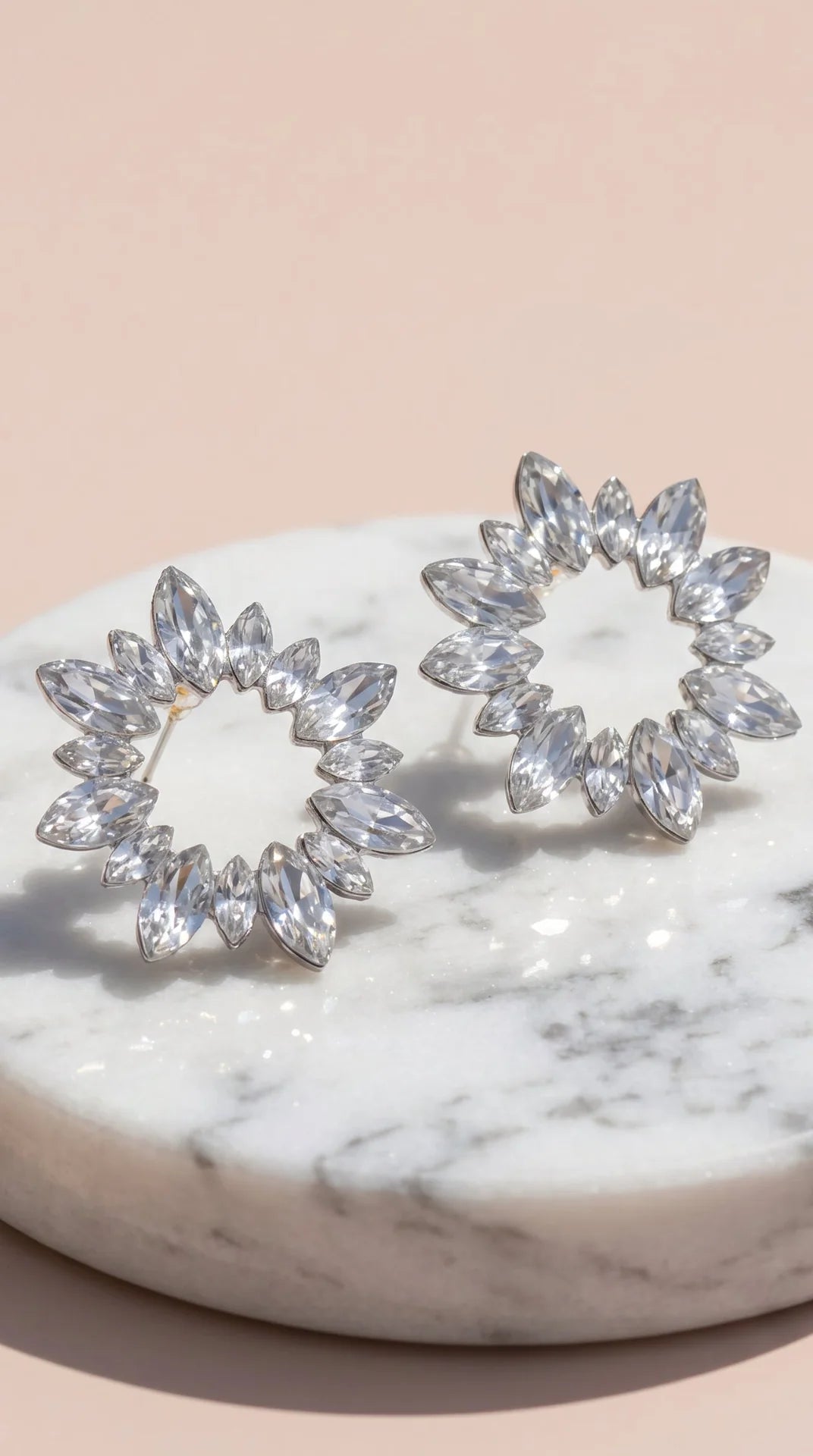 Statement Sun Burst Crystal Stud Earrings