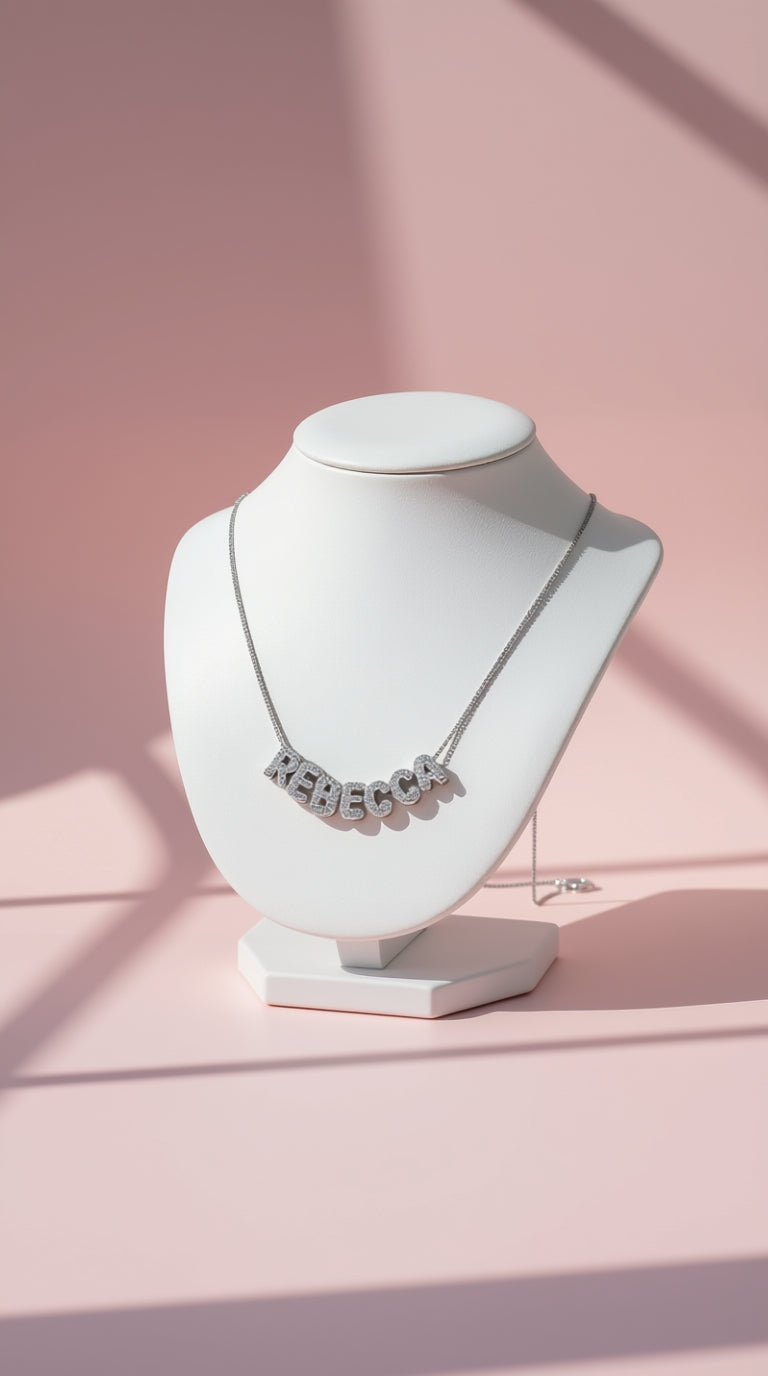 Personalised Crystal Initial Name Letter Pendant Necklace