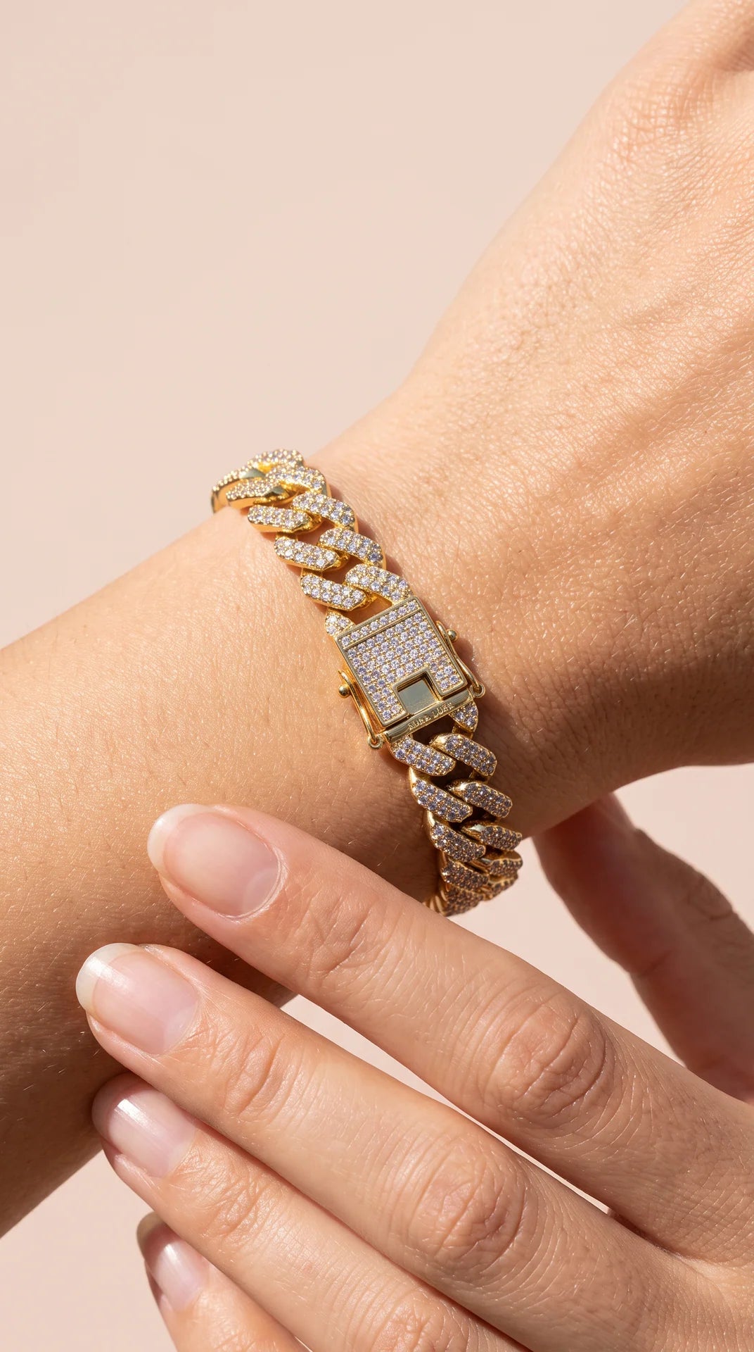 Unisex Woven Crystal Chain Link Curb Bracelet