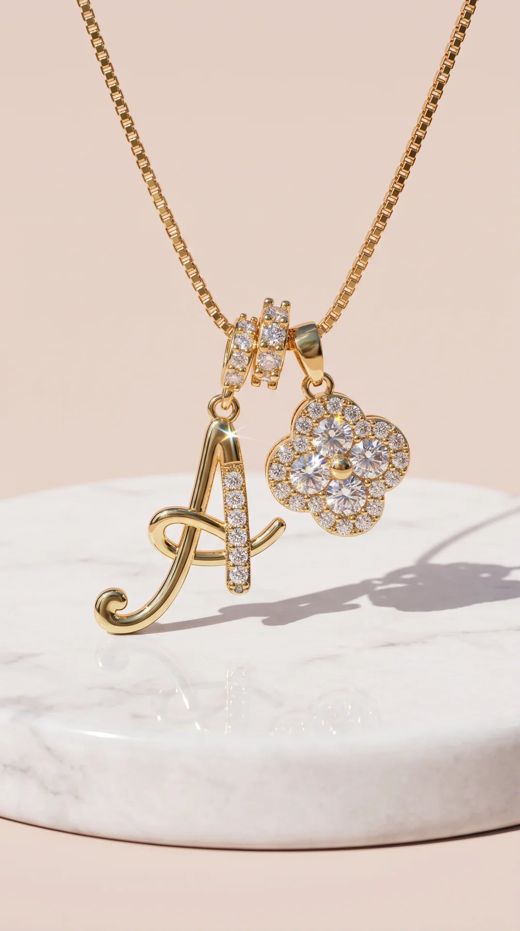 Clover Initial Personalised Gold Plated Pendant Necklace