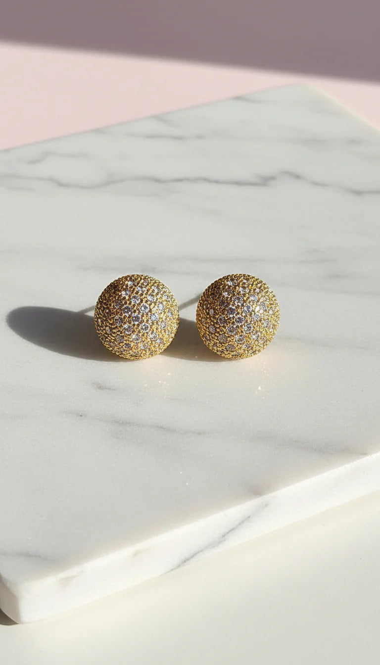 Round Ball Crystal Stud Earrings