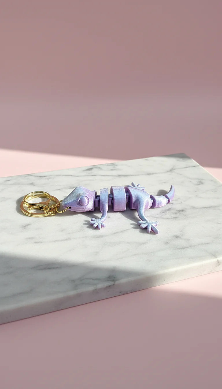 3D Printed Articulated Fantasy Iguana : Bioplastic Fidget Key Ring