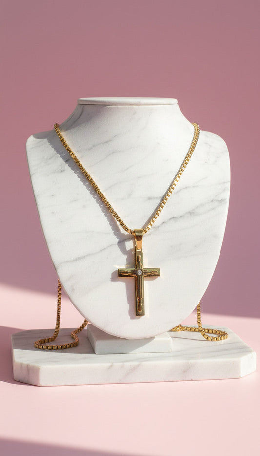 Timeless Gold Gem Cross Necklace