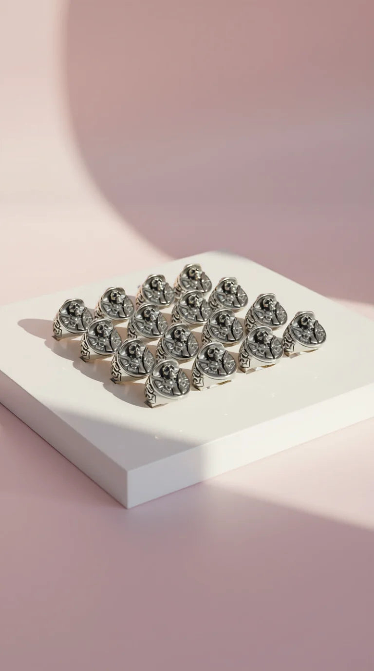 Stainless Steel Wild West Skeleton Men's Biker Ring