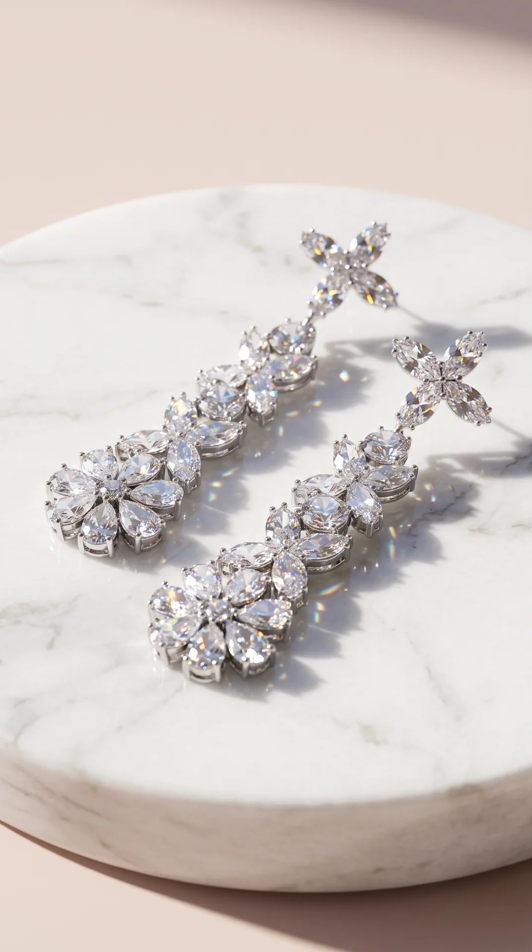 Floral Crystal Drop & Dangle Earrings