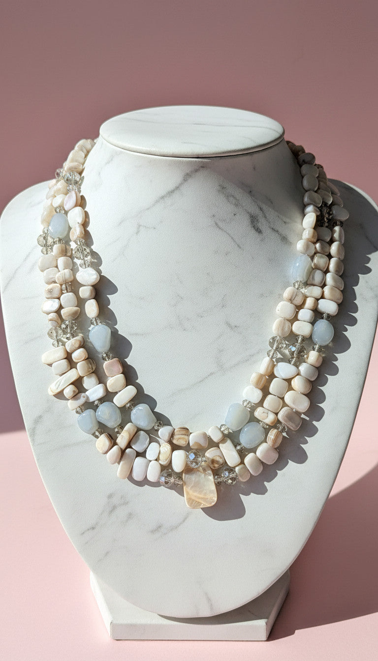 Resin Boho Layered Long Beaded Necklace