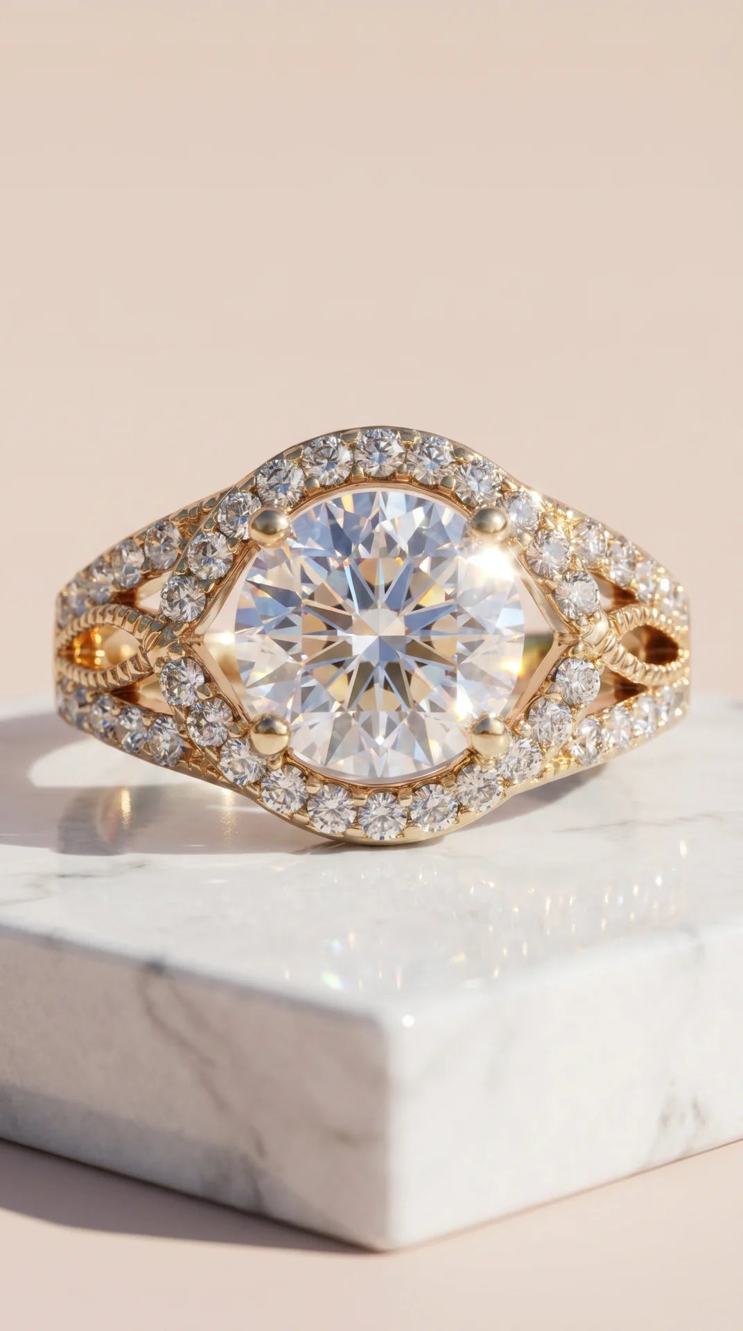 Box set of 12 Oval Gold Crystal Rings