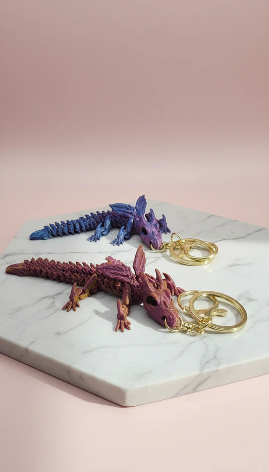 3D Printed Articulated Fantasy Dragon : Bioplastic Fidget Toy Key Ring