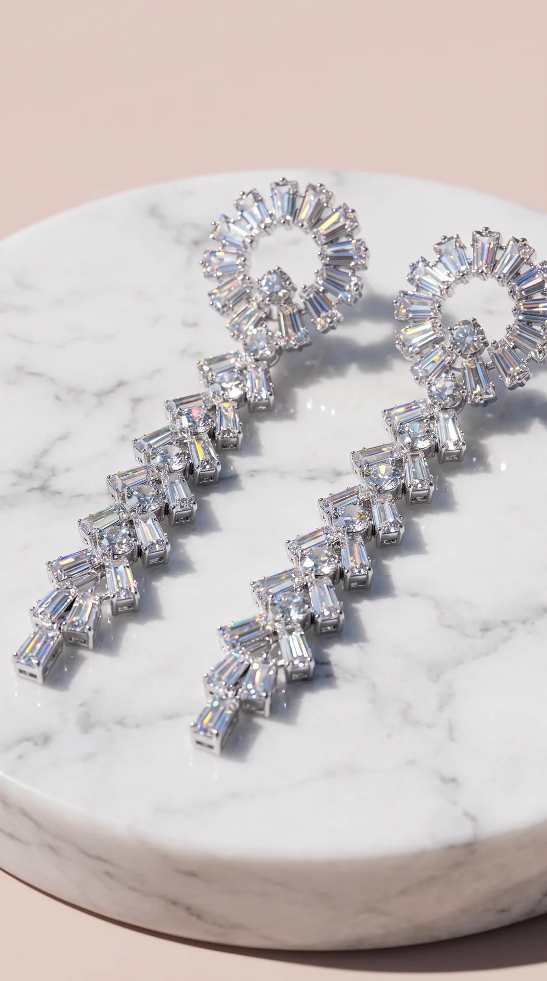 Baguette Cut Crystal Drop & Dangle Statement Earrings