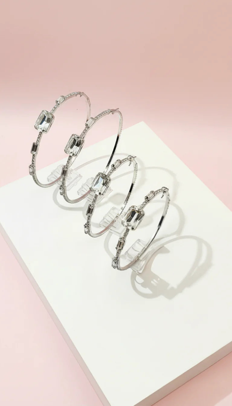 Oversized Statement Crystal Hoop Earrings
