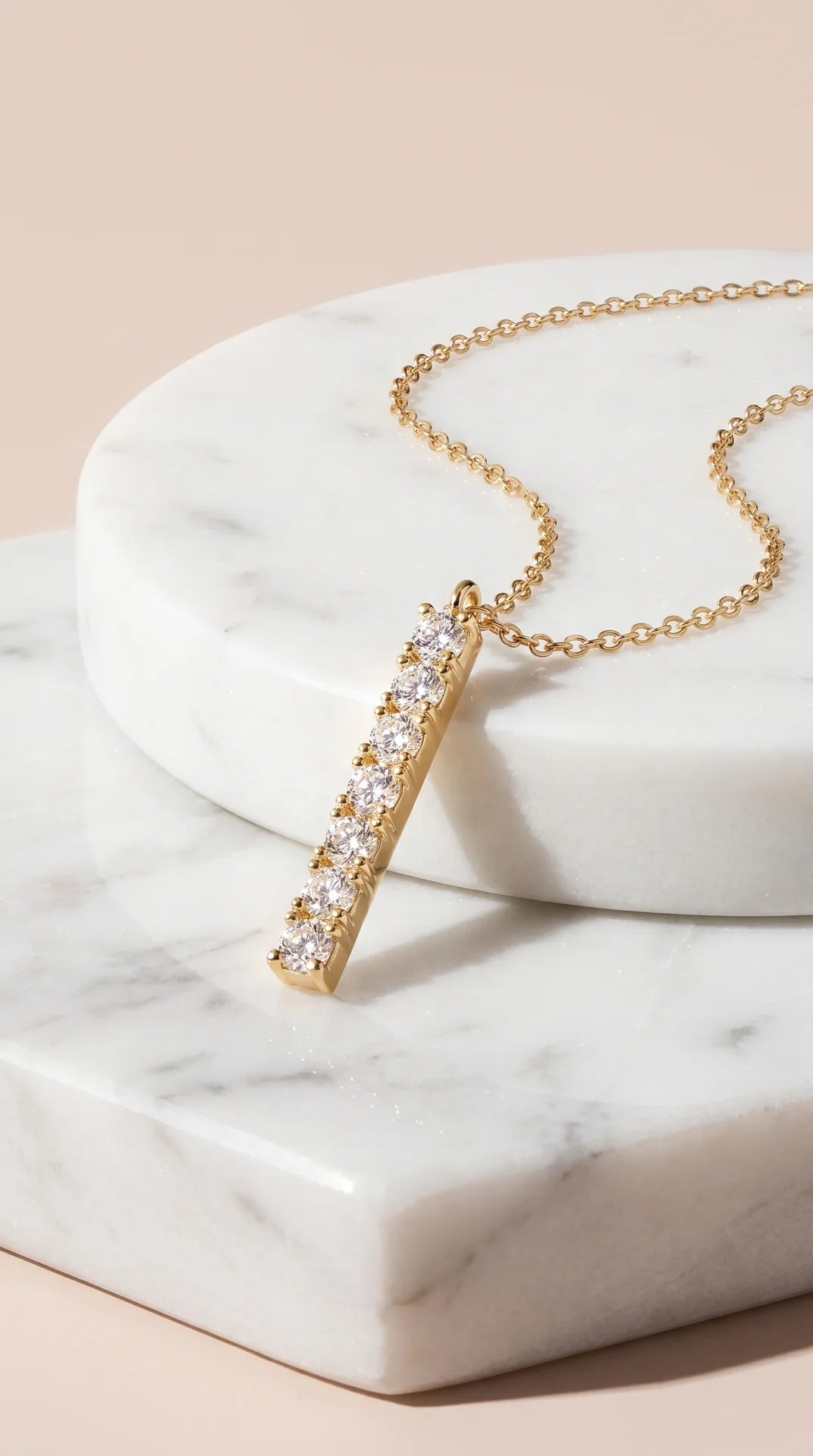 Oblong Crystal Pendant Necklace