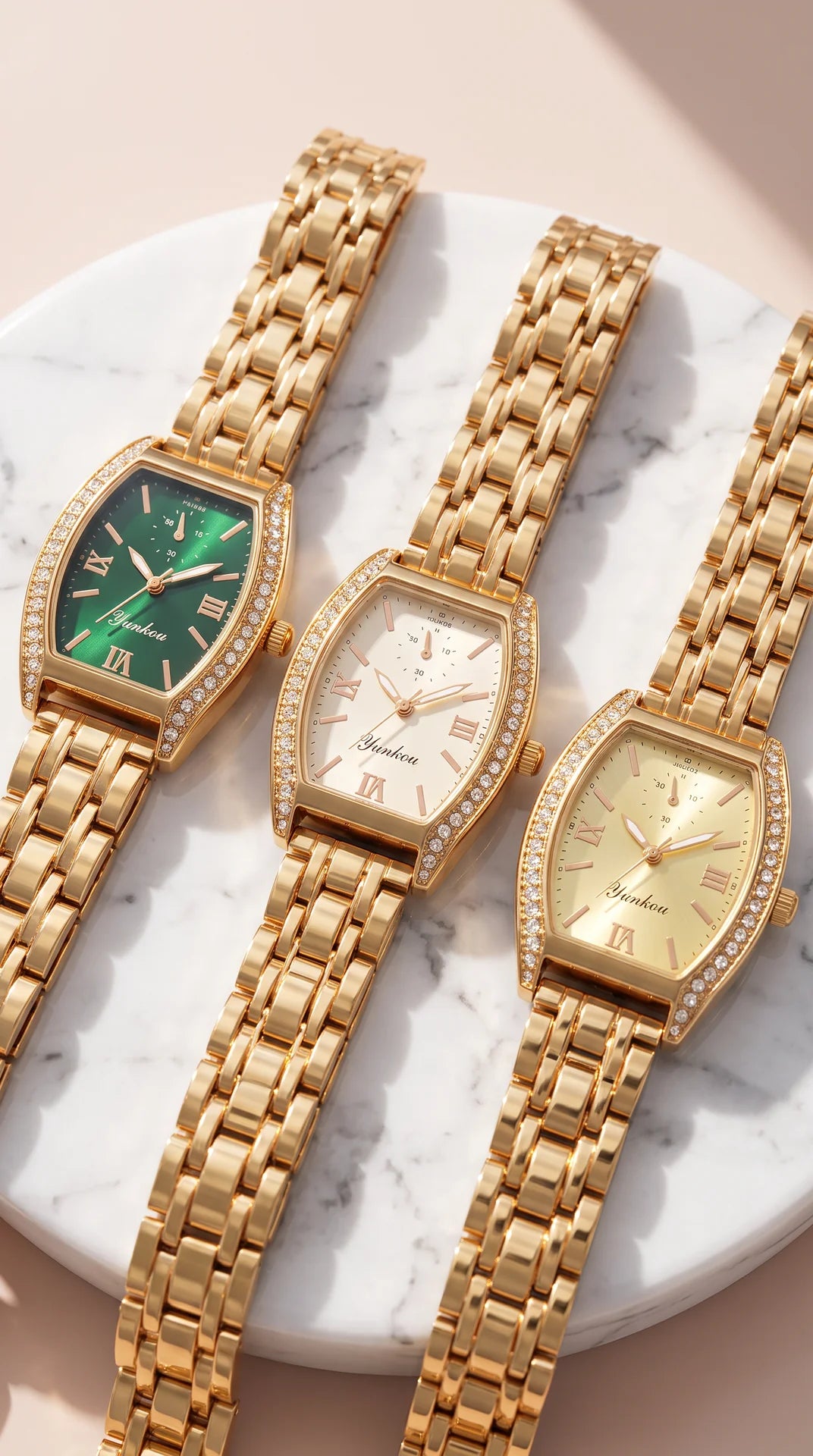 Crystal Bezel Tonneau Bracelet Watch