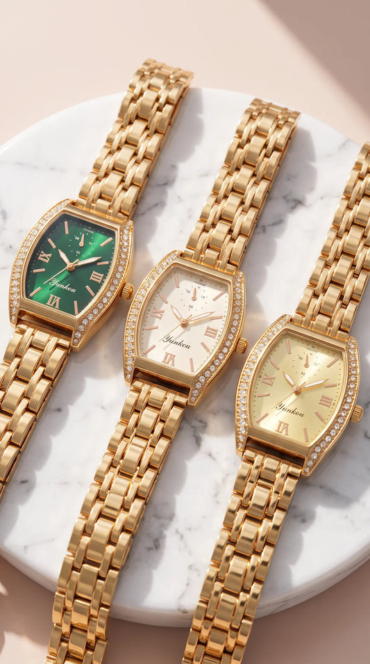 Crystal Bezel Tonneau Bracelet Watch