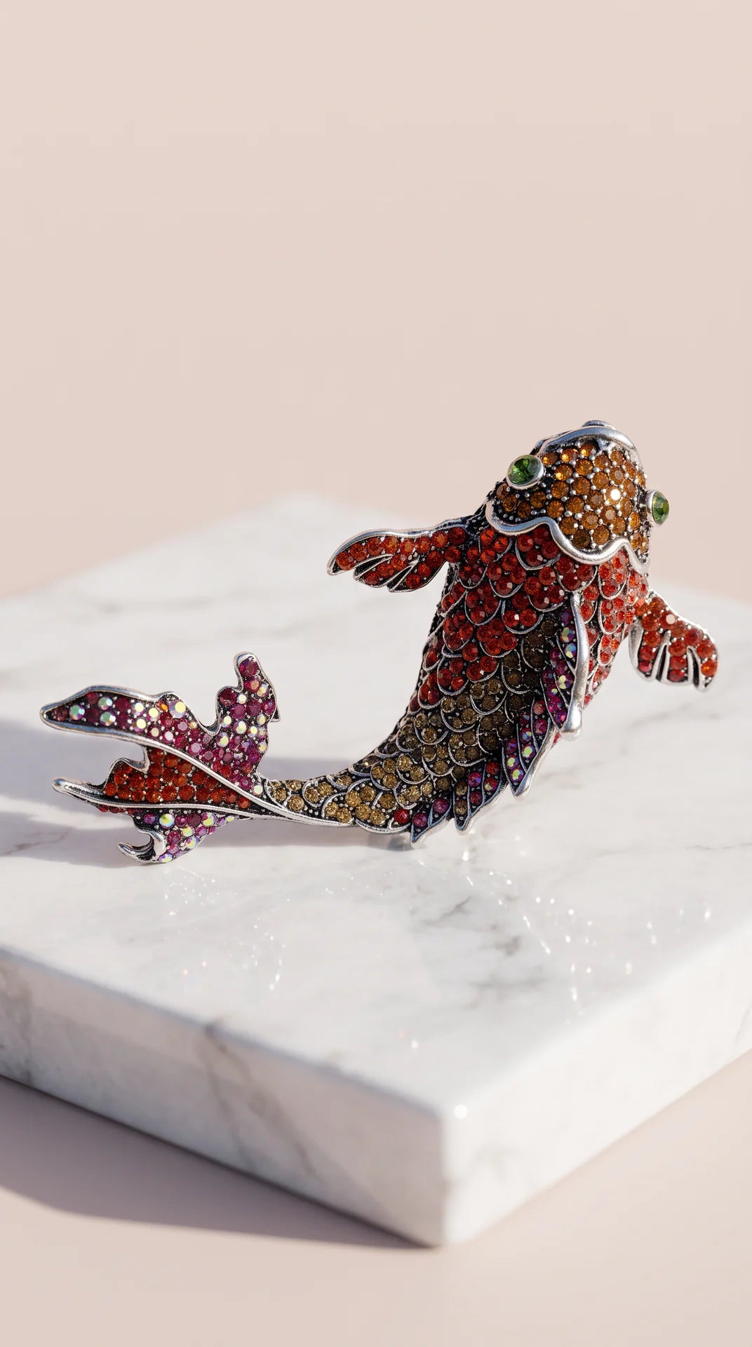 Koi Carp Fish Statement Crystal Brooch Pin