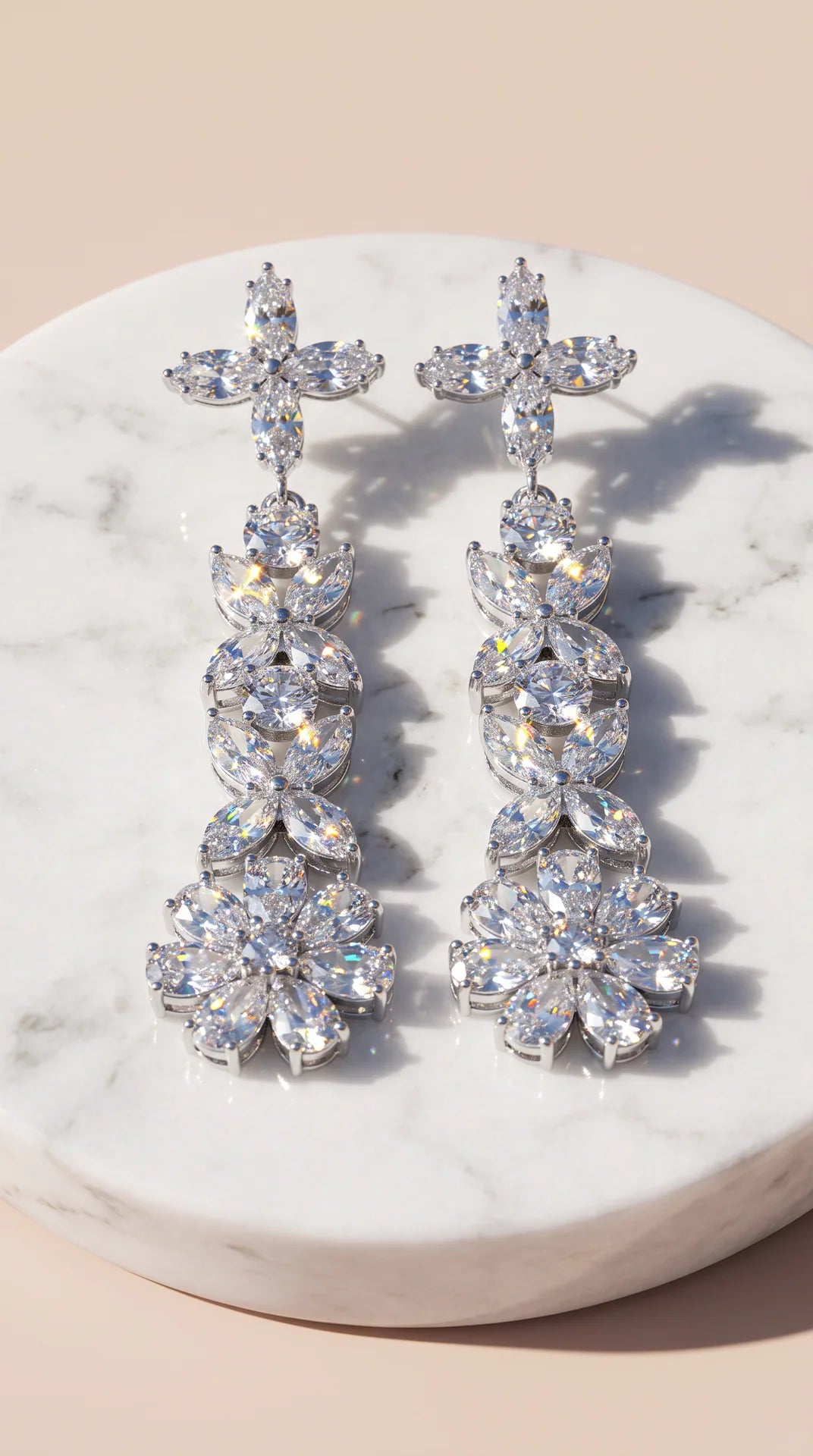 Floral Crystal Drop & Dangle Earrings