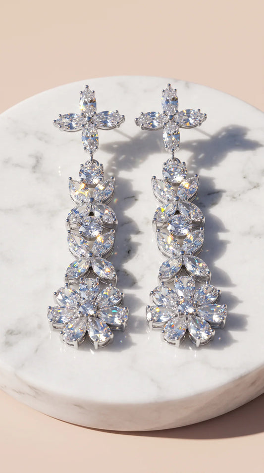 Floral Crystal Drop & Dangle Earrings