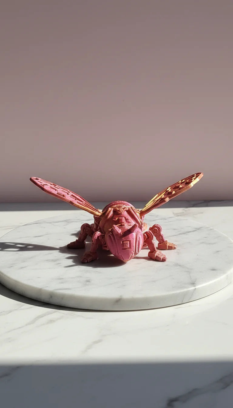 3D Printed Articulated Fantasy Wasp Figurine: Bioplastic