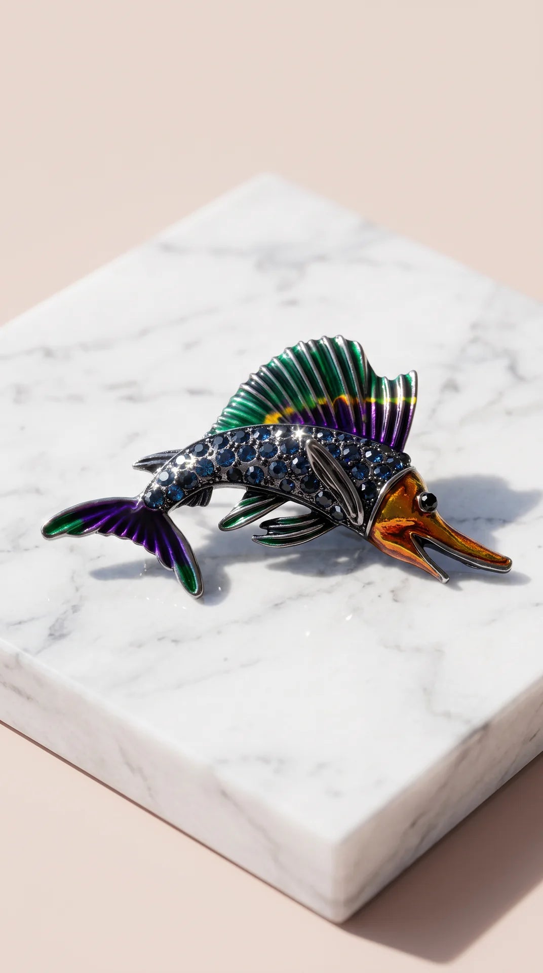 Crystal Fish Brooch