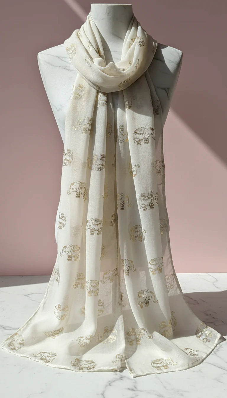 Elephant Shimmer Gold Foil Scarf Pack of 12