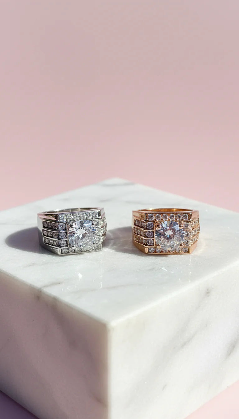 Men's Round Cut Crystal Box Set of 12 Rings