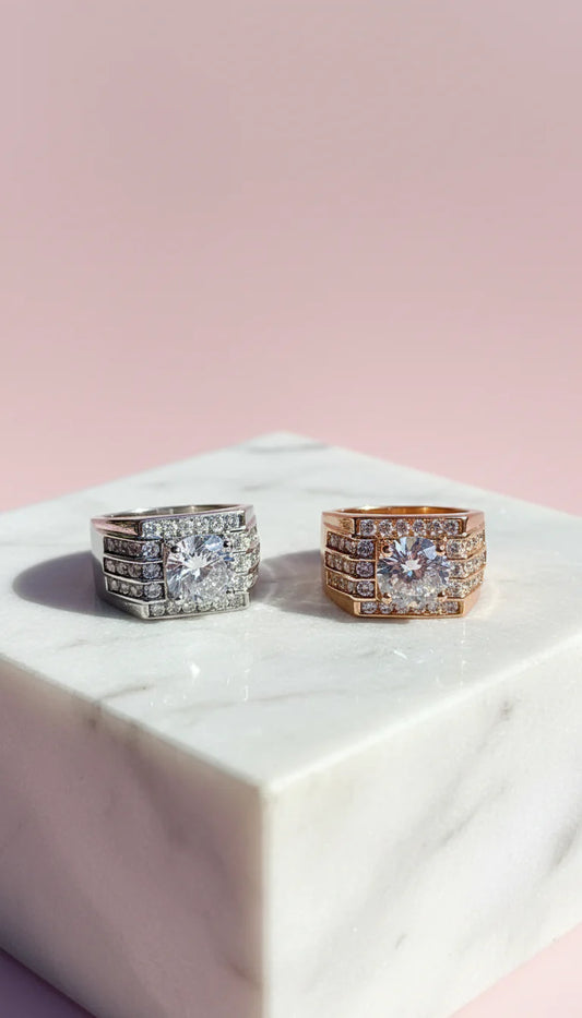 Men's Round Cut Crystal Box Set of 12 Rings