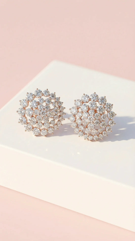 Rounded Crystal Non Pierced Clip On Earrings