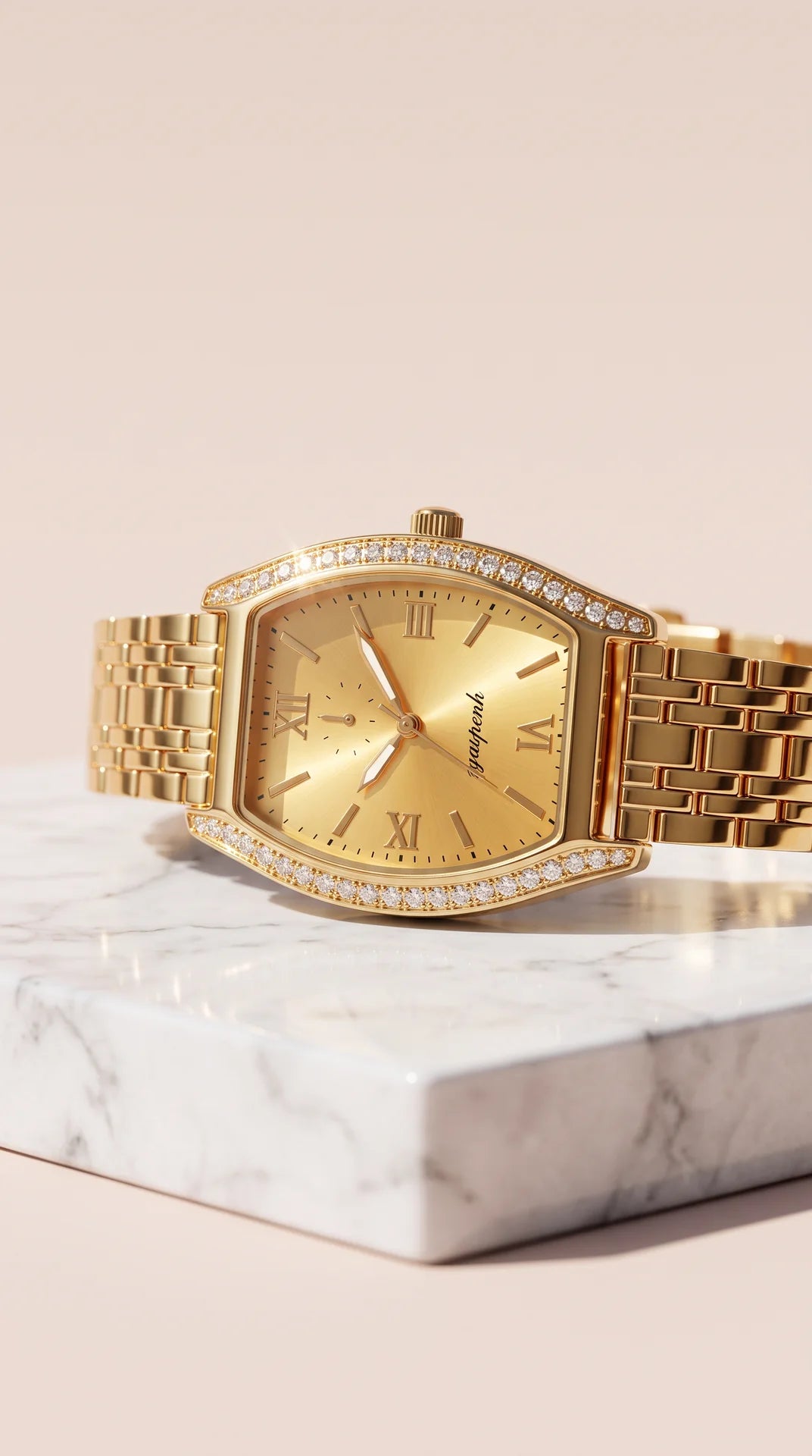Crystal Bezel Tonneau Bracelet Watch