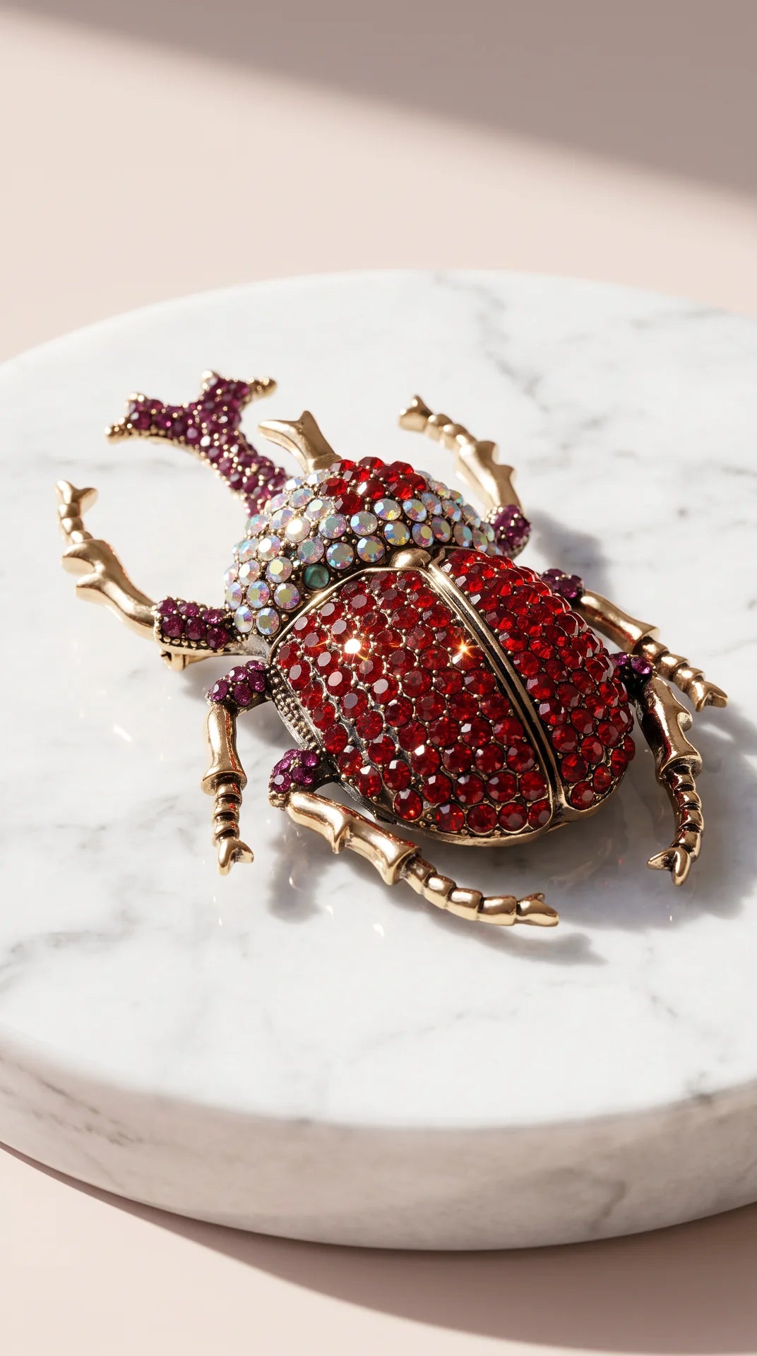 Sparkling Crystal Beetle Brooch