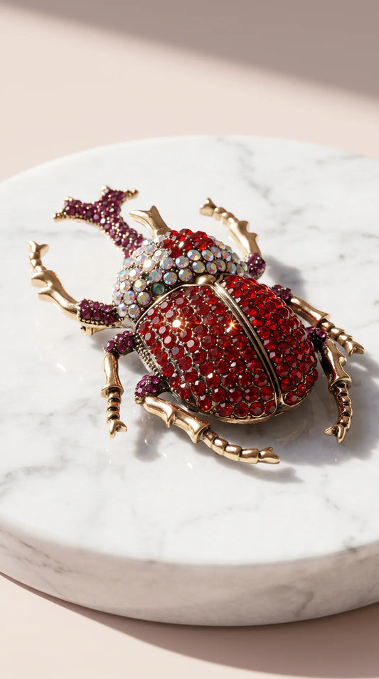 Crystal Scarab Statement Brooch