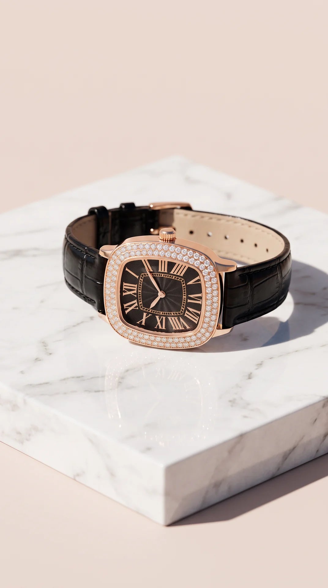 Crystal Bezel Rectangular Roman Numeral Watch