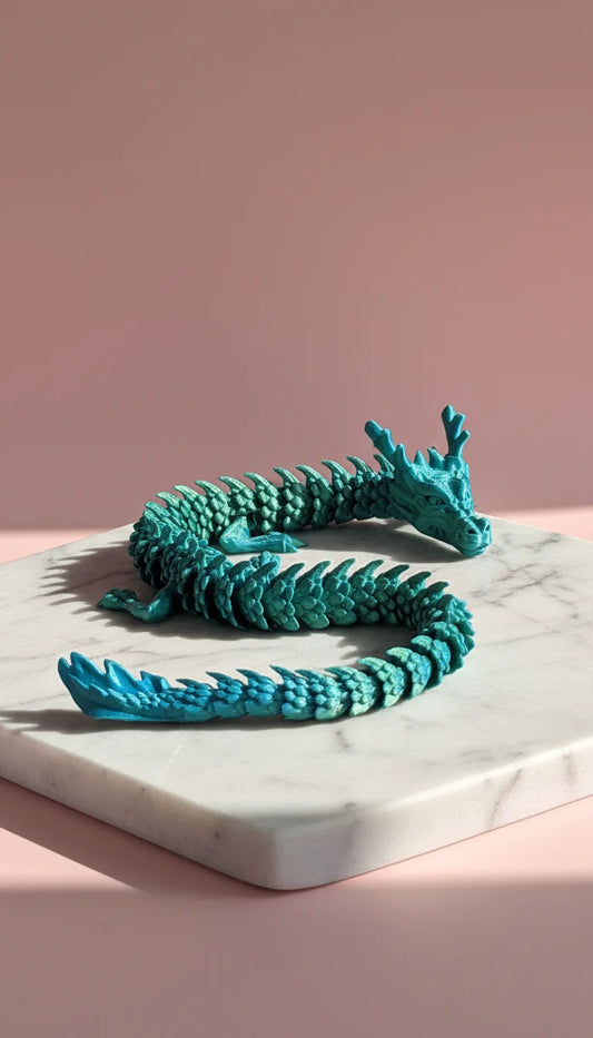 3D Printed Articulated Fantasy Dragon Figurine: Bioplastic Large