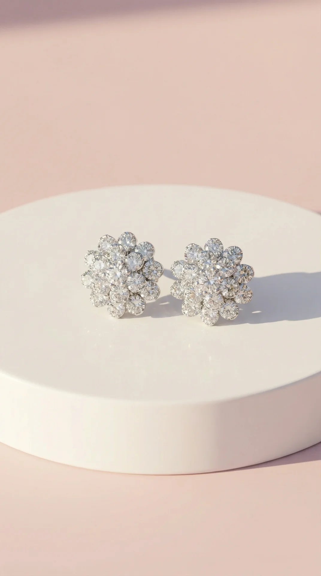 Flower Cluster Crystal Non Pierced Clip On Earrings