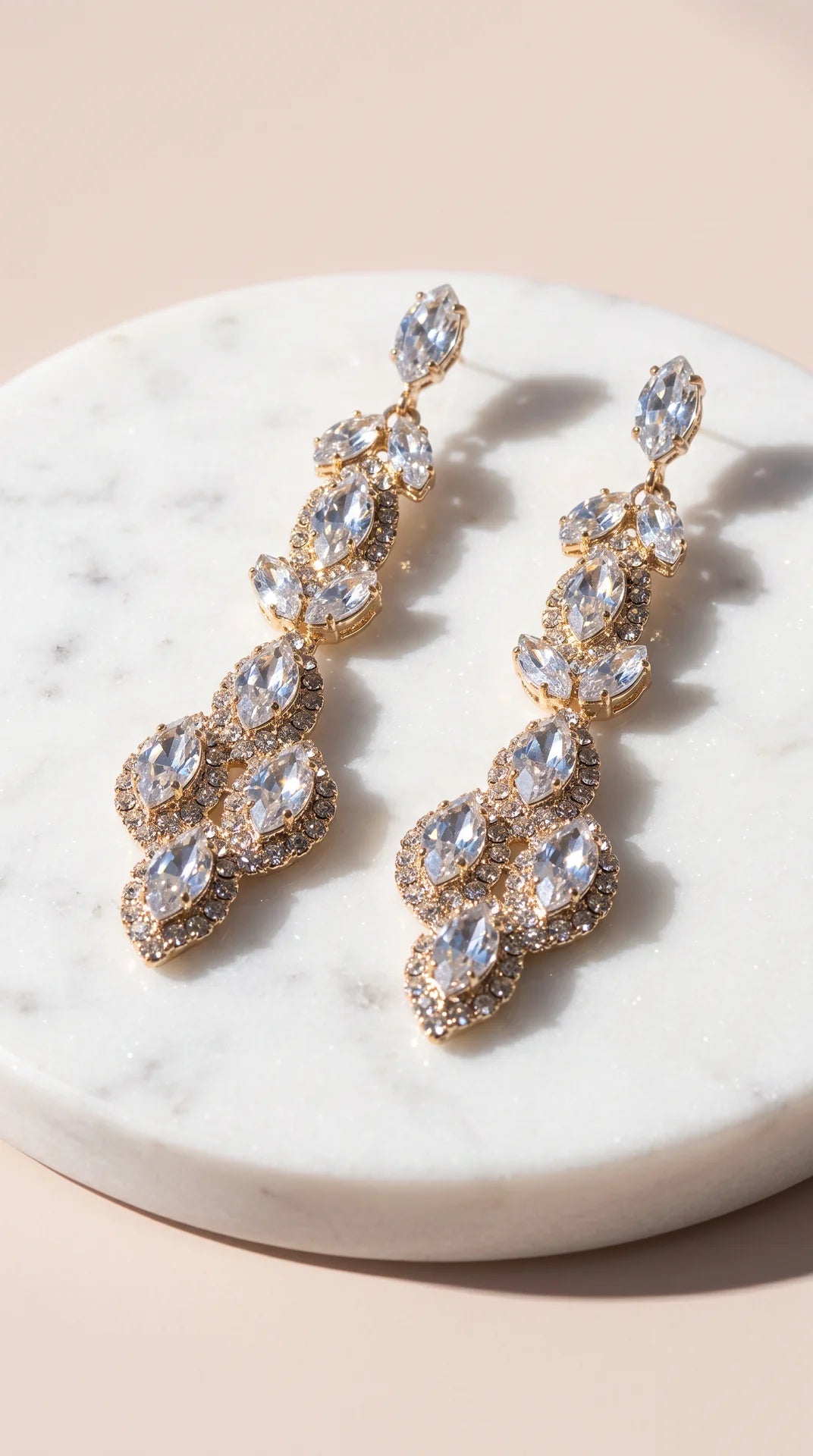 Gold Teardrop Crystal Drop & Dangle Statement Earrings