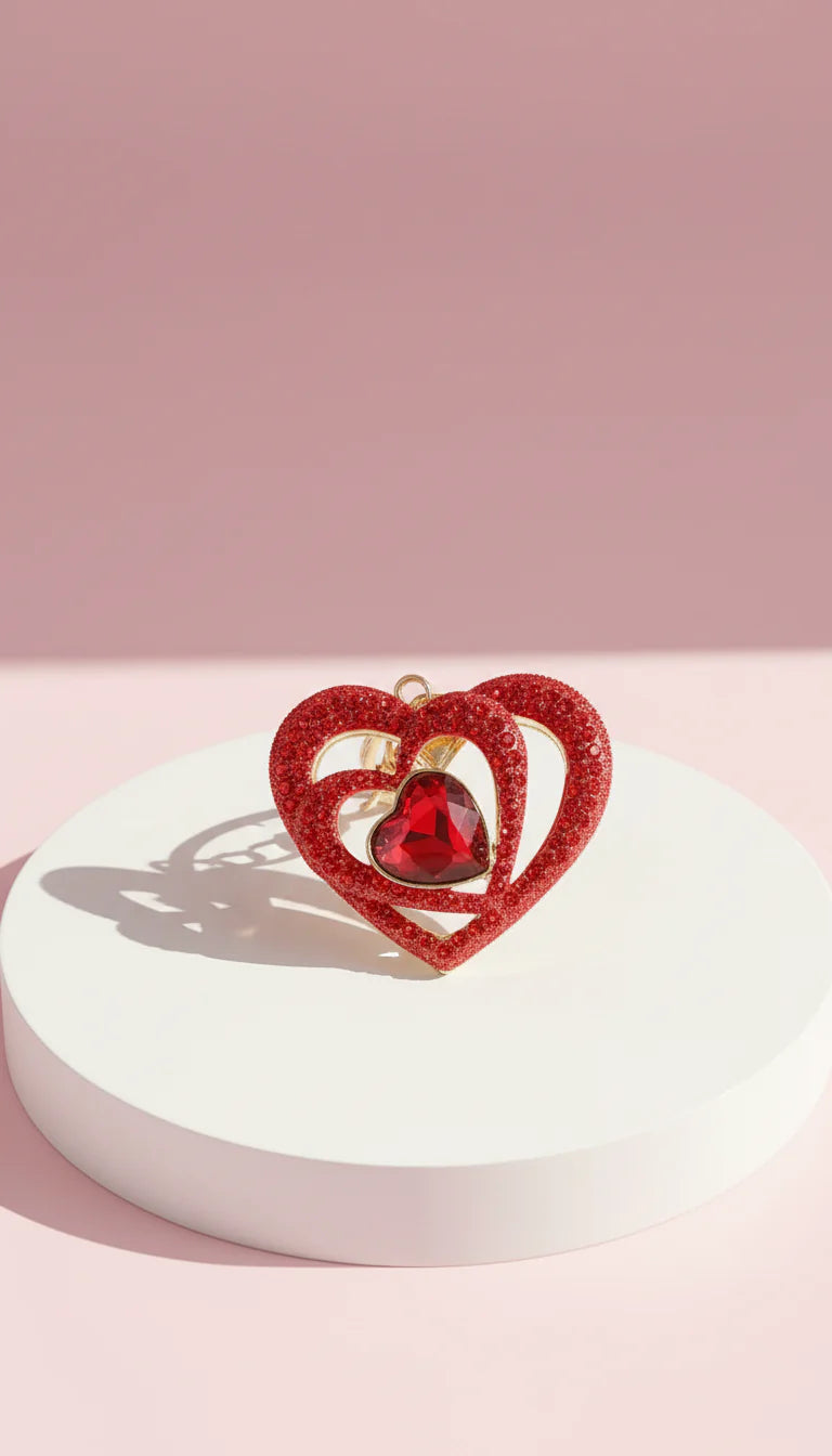 Layered Heart Crystal Key Ring & Bag Charm