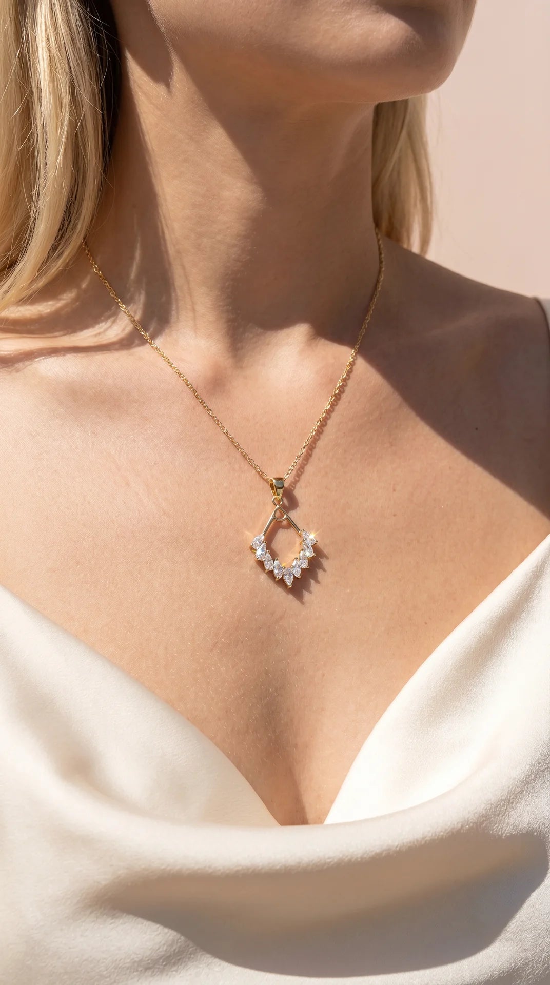 Baguette Cut Crystal Pendant Necklace