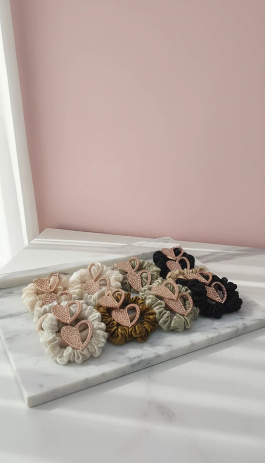 Pack Of 20 Rose Gold Crystal Heart Mixed Hair Bobbles