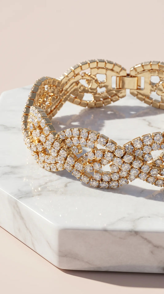 Braided Crystal Tennis Bracelet
