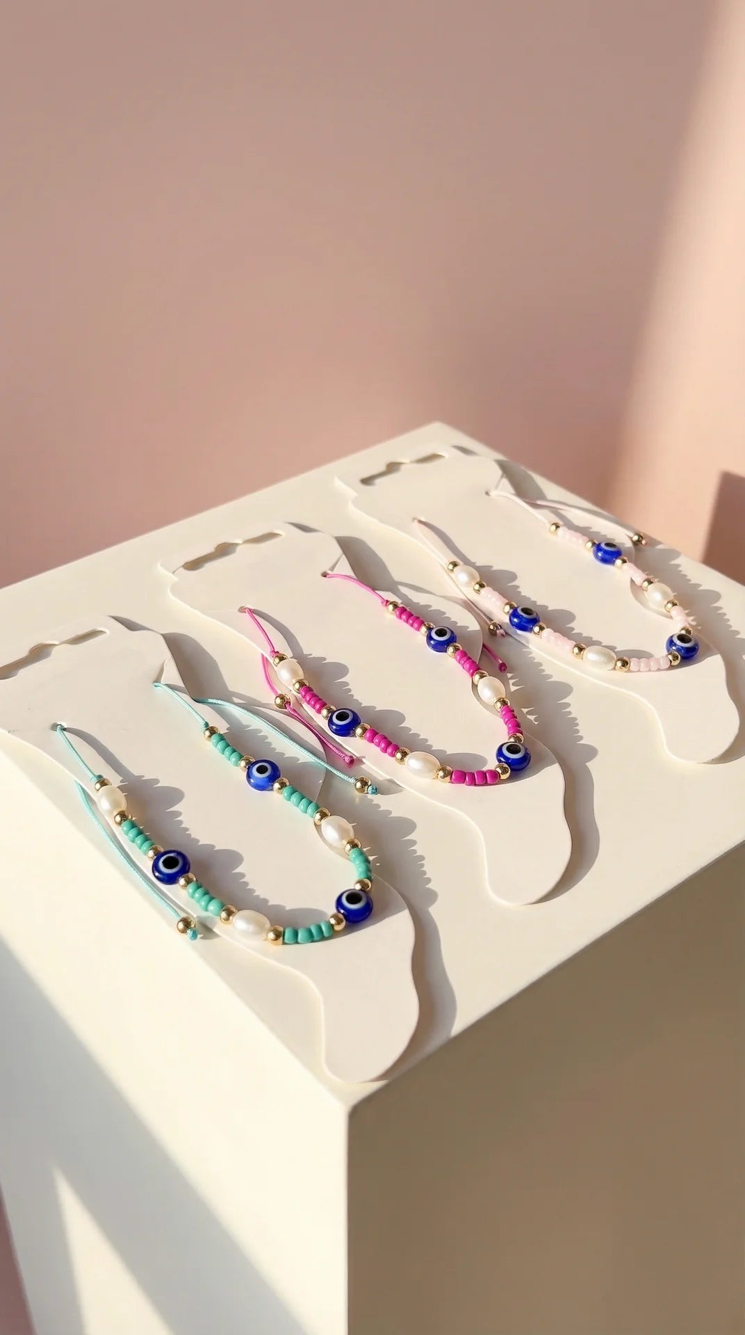 Evil Eye Beaded Pull Tie Anklet