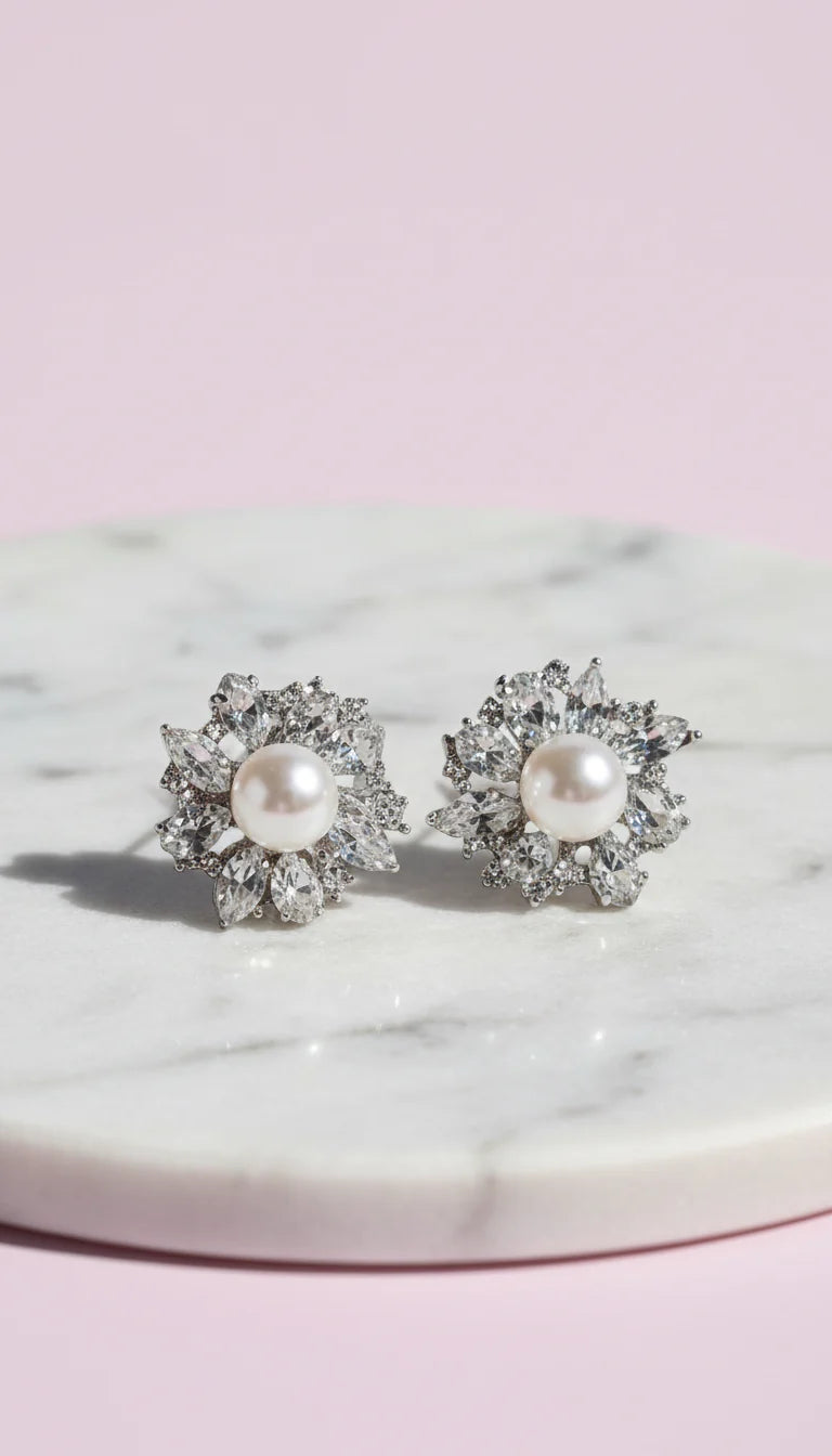 Pearl & Crystal Stud Earrings