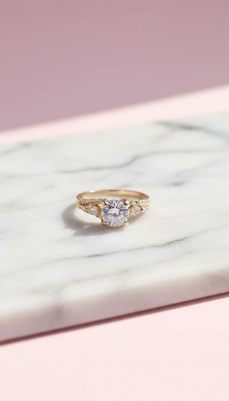 Crystal Round Cut Ring silver Box set of 12